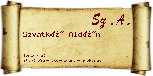 Szvatkó Aldán névjegykártya